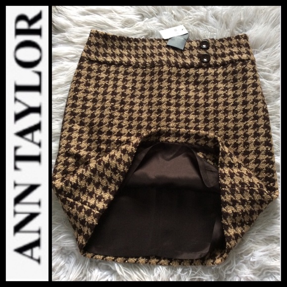 NWT Ann Taylor Houndstooth Wool Blend Pencil Skirt - Picture 3 of 6